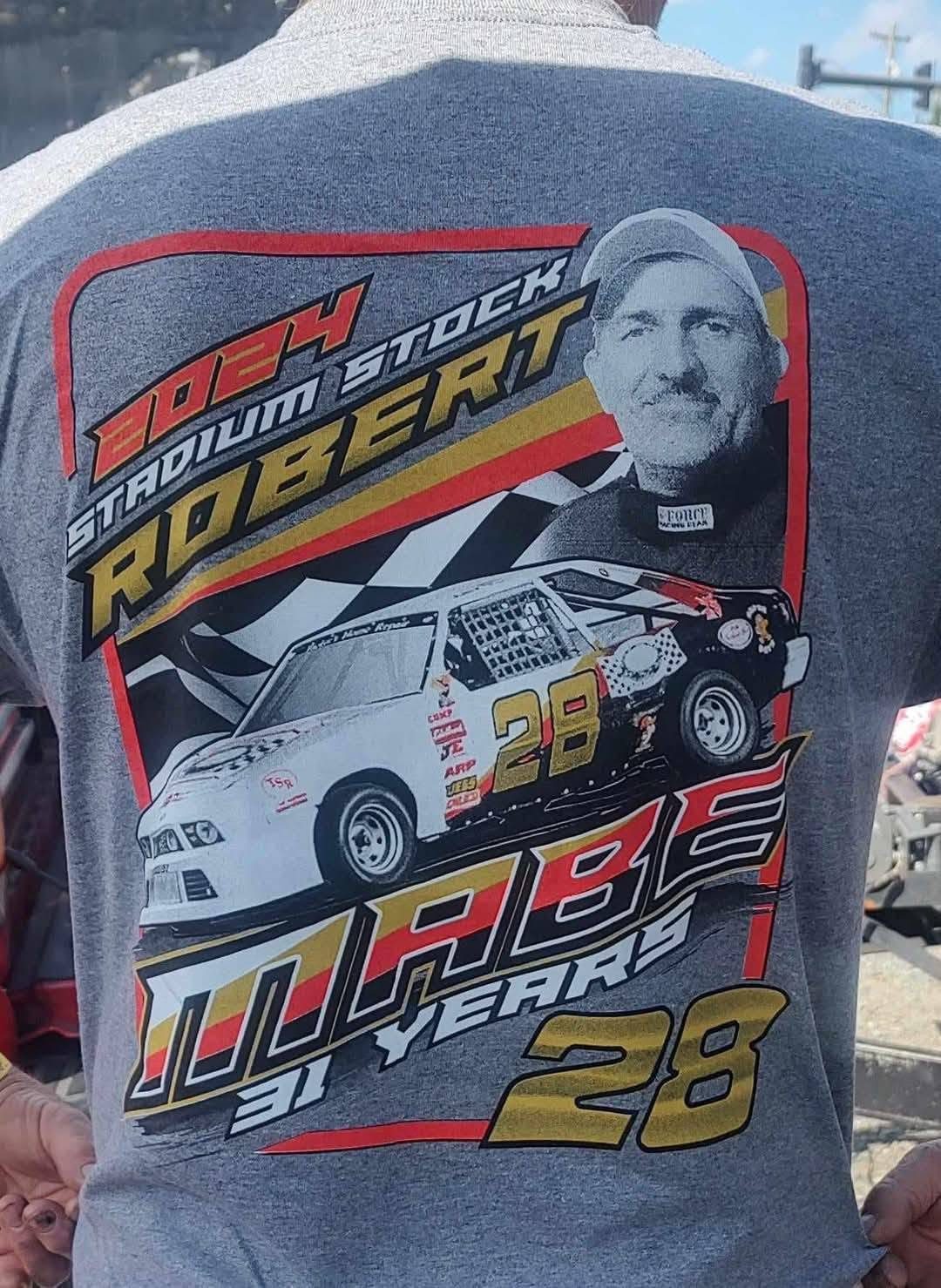 Back of a 2024 team shirt reading Robert Mabe, 31 years, Stadium Stock 28